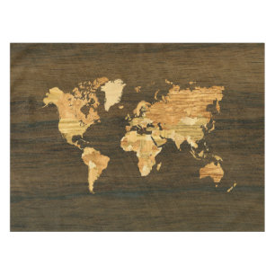 Houten Wereldkaart Tafelkleed