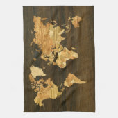 Houten Wereldkaart Theedoek (Verticaal)