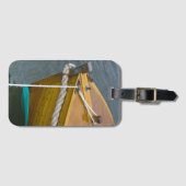 Houten zeilboot in water bagagelabel (Voorkant (horizontaal))