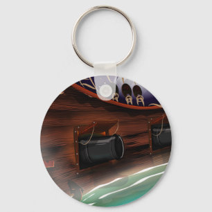 Houten zeilschip kanon sleutelhanger