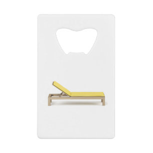 Houten zonlounger met matras kredietkaart flessenopener