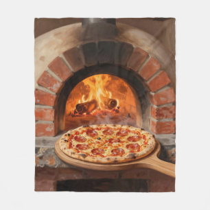 Houtgestookte Pepperoni Pizza Rustieke Italiaanse Fleece Deken