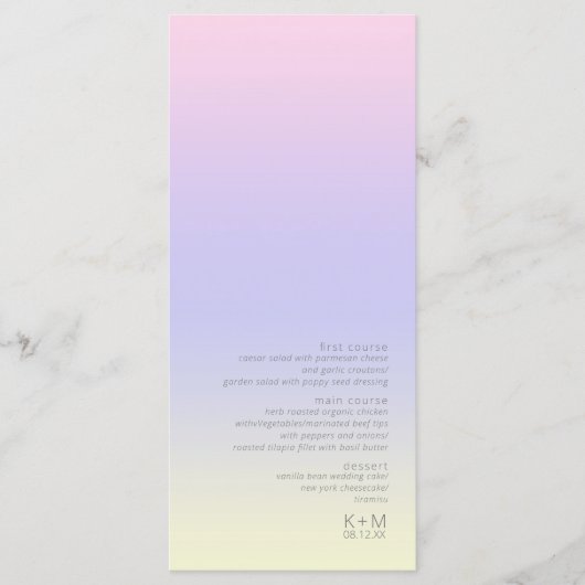 Houtgradiënt bruiloft pasta Dawn ID741 Menu (Voorkant)