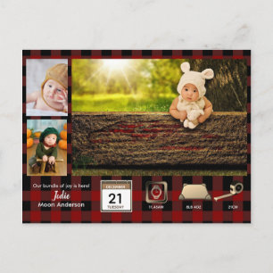 Houthakker BABY STATISTIEKEN Foto Collage Aankondi Briefkaart