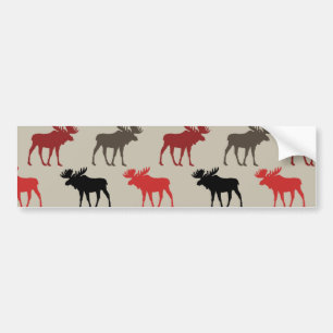Houthakker Rood Zwart Grijs Eland Silhouet Gewei H Bumpersticker