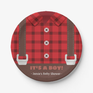 Houthakkers Rood Buffalo Geruite Baby Shower Bord