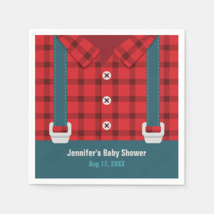 Houthakkers rood geruit denim baby shower servette servetten