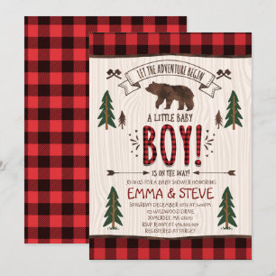 Houthakkersfeestje voor baby Lumberjack uitnodigin Kaart
