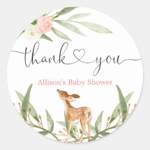 Houtherten blozen roze gouden meisje baby shower ronde sticker