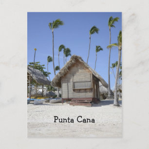 Houthut op een tropisch strand briefkaart