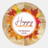 Houtige herfst esdoornbladeren Thanksgiving Favor Ronde Sticker (Voorkant)