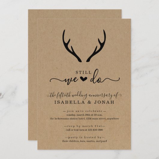 Houtige Herten Trouwjubilea Kaart (Voorkant / Achterkant)