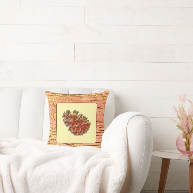 houtimitatie en pinecon kussen (Bank)