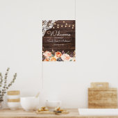 Houtkant, licht, zwart & perforeel welkom poster (Keuken)