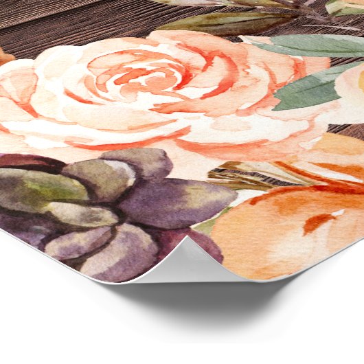 Houtkant, licht, zwart & perforeel welkom poster (Hoek)