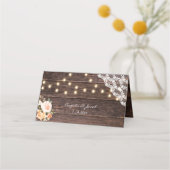 Houtkant, String Lights, Blush & Peach Floral (Achterkant)