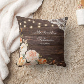 Houtkant, String Lights, Blush & Peach Floral Kussen (Deken)
