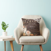 Houtkant, String Lights, Blush & Peach Floral Kussen (Stoel)