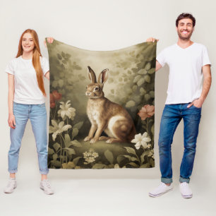 Houtkonijn in een bloemenbos Fleece Deken