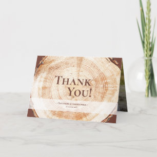 Houtkorrel Custom Photo Rustic Wedding Dank u Bedankkaart