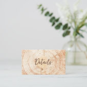 Houtkorrel Details QR code Custom Rustic Wedding Informatiekaartje (Staand voorkant)