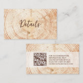 Houtkorrel Details QR code Custom Rustic Wedding Informatiekaartje (Voorkant / Achterkant)