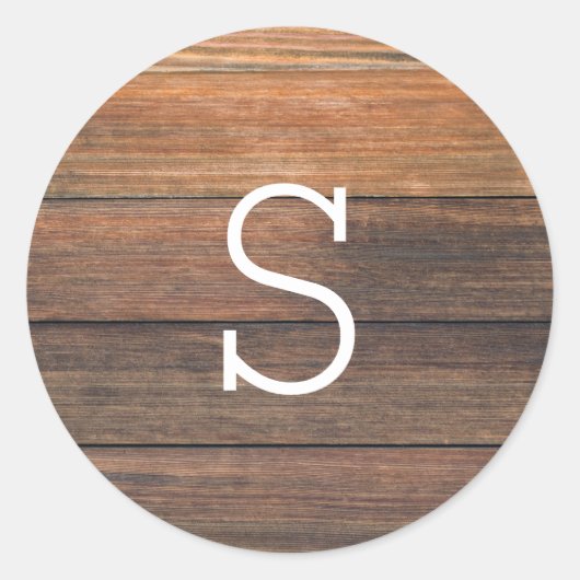 Houtkorrel Rustic Monogram Wedding Seal Sticker (Voorkant)