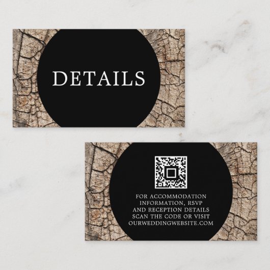 Houtkorrel Rustic Wedding Details QR Code Informatiekaartje (Voorkant / Achterkant)