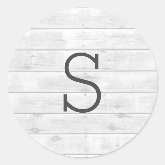 Houtkorrel Rustic White Monogram Wedding Sticker (Voorkant)