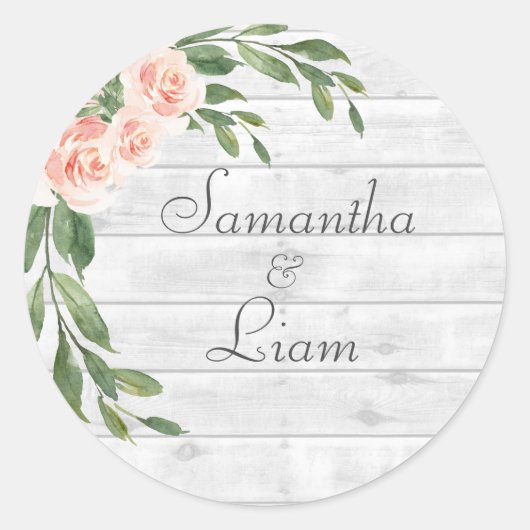 Houtkorrel Rustic White Script Names Sticker (Voorkant)