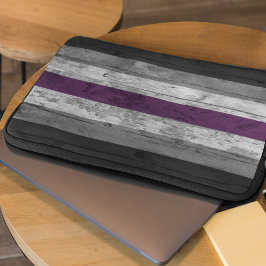 Houtkorrel subtiele aseksuele trots vlag kleuren laptop sleeve