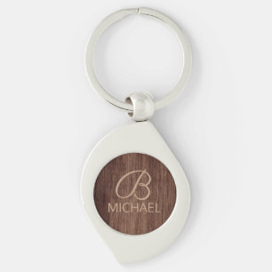 Houtkorrelhout met monogram, gepersonaliseerde naa sleutelhanger