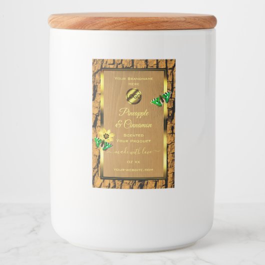 Houtkorrels, bijtende boomschors, Logo Voedselcontainer Etiket (Voorkant)