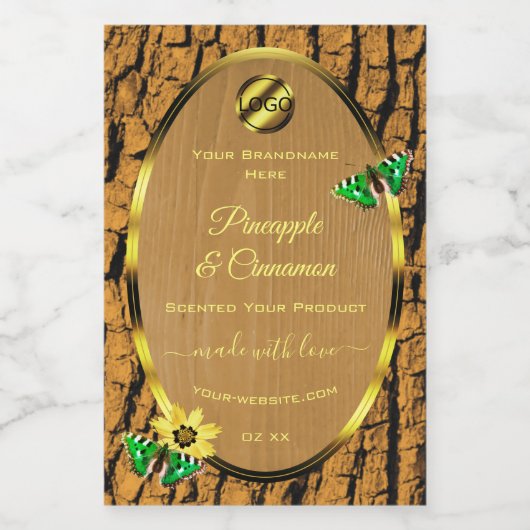 Houtkorrels, bijtende boomschors, Logo Voedselcontainer Etiket (Enkel label)