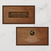 Houtkorrels bruin randnummer visitekaartje (Voorkant / Achterkant)