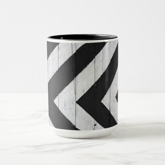 Houtkorrels Gedopt zwart en wit Mok (Midden)