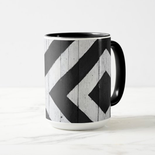 Houtkorrels Gedopt zwart en wit Mok (Voorkant rechts)