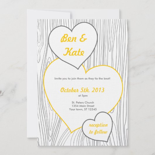 Houtkorrels Weddenschappen - Geel en grijs Kaart (Voorkant)