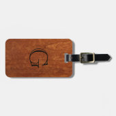 Houtkorreltextuur | Rustige monogram Bagagelabel (Voorkant horizontaal)