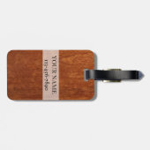 Houtkorreltextuur | Rustige monogram Bagagelabel (Achterkant horizontaal)