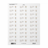 Houtkruis met blauwe en witte bloemen etiket (Full Sheet)