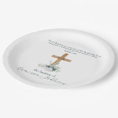 Houtkruis Wit & Blauw Doop Bijbel Verse Papieren Bordje (Gekanteld)