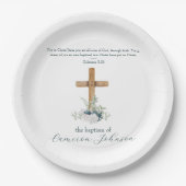 Houtkruis Wit & Blauw Doop Bijbel Verse Papieren Bordje (Voorkant)