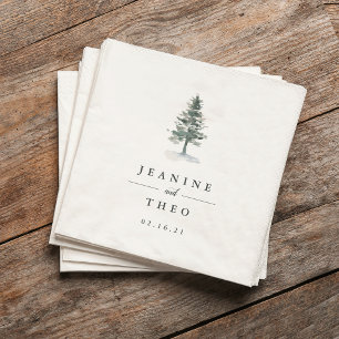 houtkweek   Gepersonaliseerde Pine Tree Wedding Servet