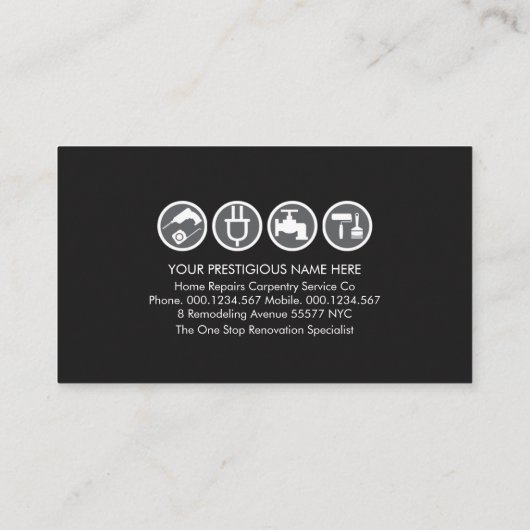 Houtlaag Handyman Gereedschap Visitekaartje (Achterkant)