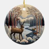 Houtland Herten 3D Kerstmis dier Keramisch Ornament (Achterkant)