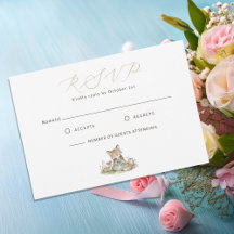 Houtland Vos Meisje Baby Shower RSVP Kaart