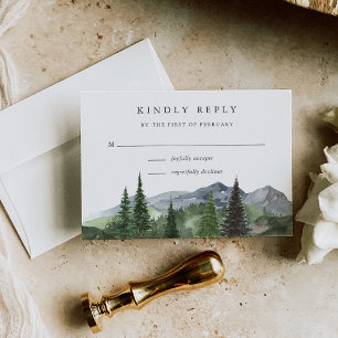 houtlijn   Mountain Forest Wedding RSVP Kaartje