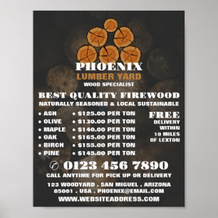 Houtlog Logo, Hout/Hout/Houtwerf Advertentie Poster