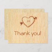 Houtnerf met Hart Bedankbriefje Bedankkaart (Voorkant / Achterkant)